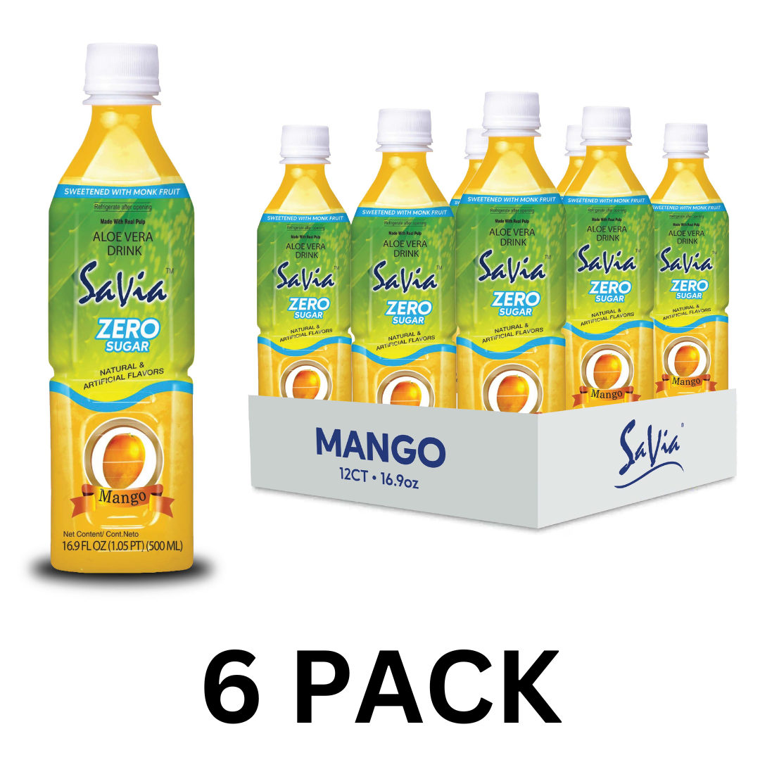 Savia - Aloe Vera Drink, Made with Real Aloe Pulp & Natural, Vegetarian, Gluten-Free, Fat- Free (6 Pack)
