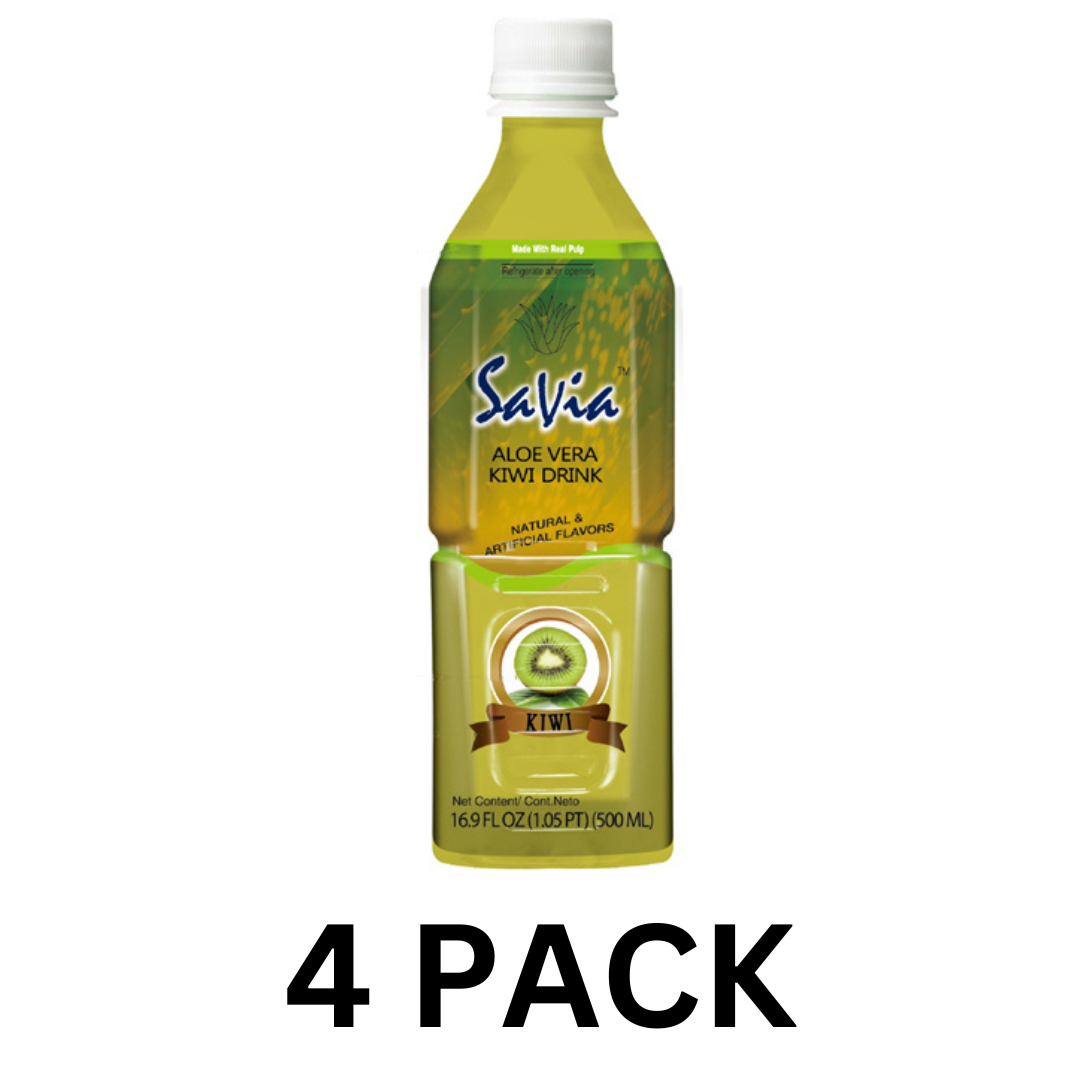 Savia - Aloe Vera Drink, Made with Real Aloe Pulp & Natural, Vegetarian, Gluten-Free, Fat- Free (4 Pack)