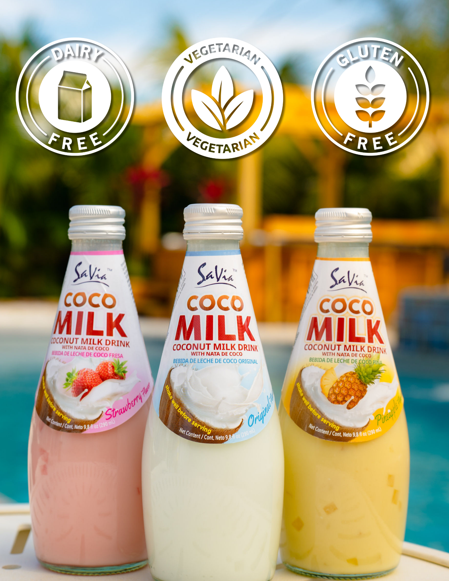 Savia - Coconut Milk Drink, Quality Coconut - Based Beverage, Made with Real Coconut Pulp & Natural, Delicious & Refreshing, Vegetarian, Gluten-Free (3 PACK)