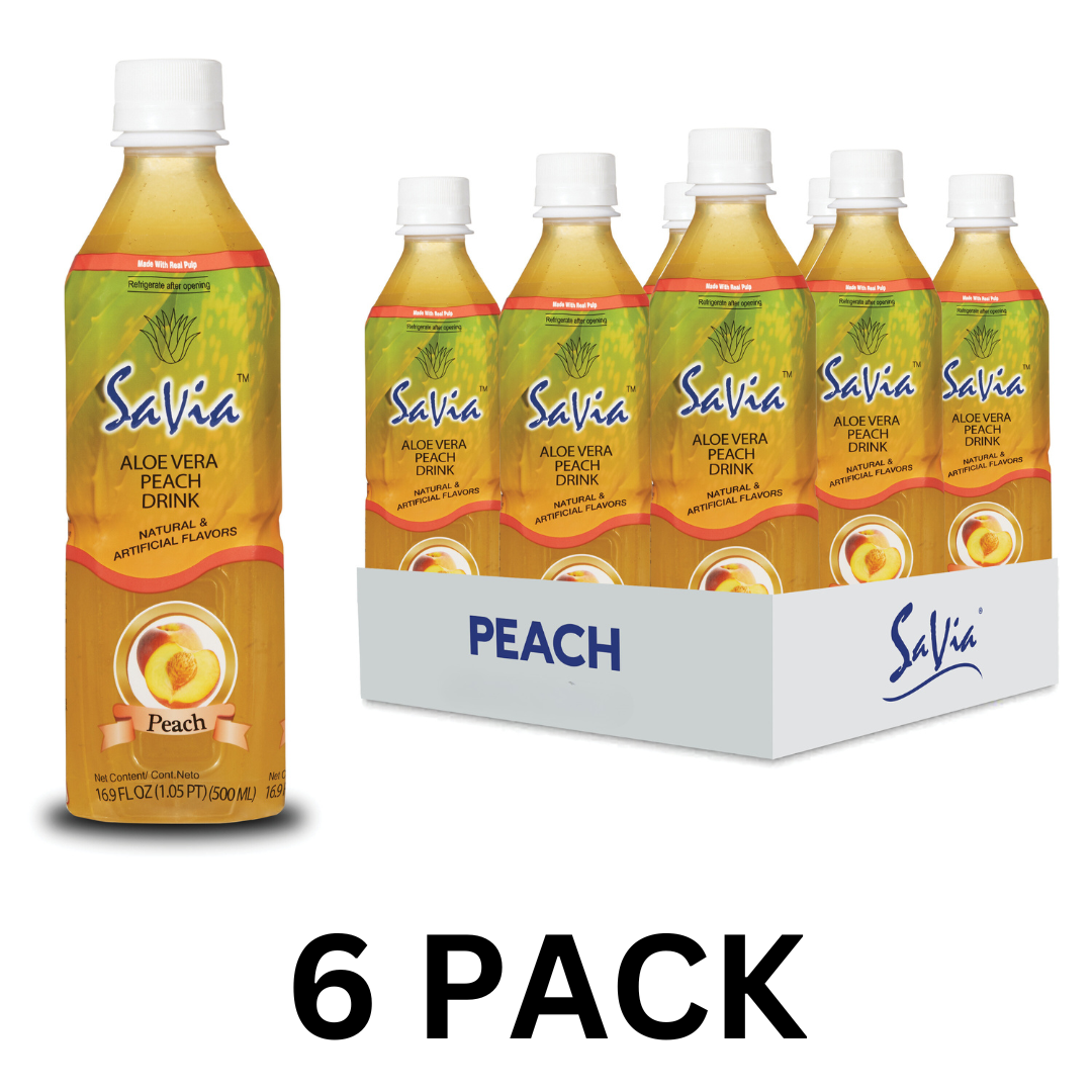 Savia - Aloe Vera Drink, Made with Real Aloe Pulp & Natural, Vegetarian, Gluten-Free, Fat- Free (6 Pack)