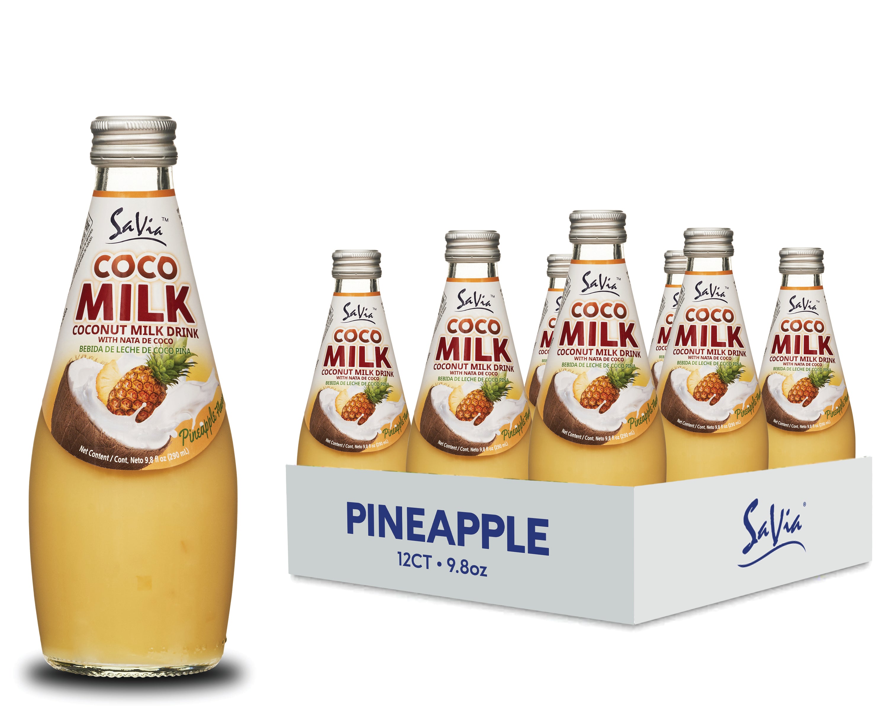 Savia - Coconut Milk Drink, Quality Coconut - Based Beverage, Made with Real Coconut Pulp & Natural, Delicious & Refreshing, Vegetarian, Gluten-Free (9.8oz, 12-pack)