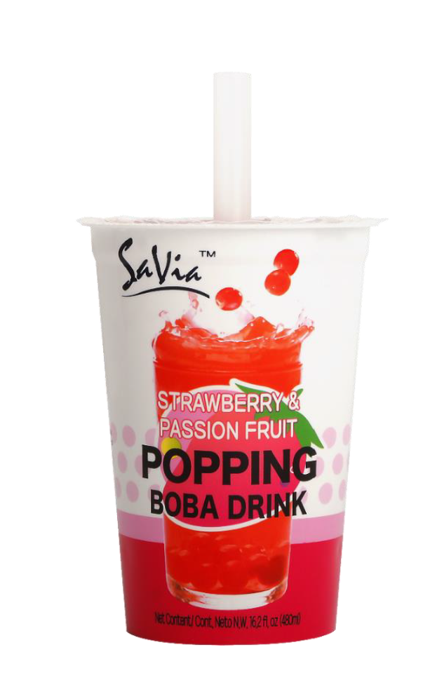 Savia Popping Boba – Trendy Bursting Fruit Pearls, 6 Pack (16.2 fl oz Each) – Perfect for Bubble Tea, Desserts & Drinks – Ready-to-Serve, Fun & Refreshing