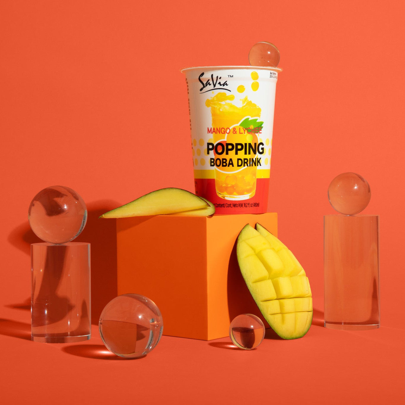 Savia Popping Boba – Trendy Bursting Fruit Pearls, 6 Pack (16.2 fl oz Each) – Perfect for Bubble Tea, Desserts & Drinks – Ready-to-Serve, Fun & Refreshing