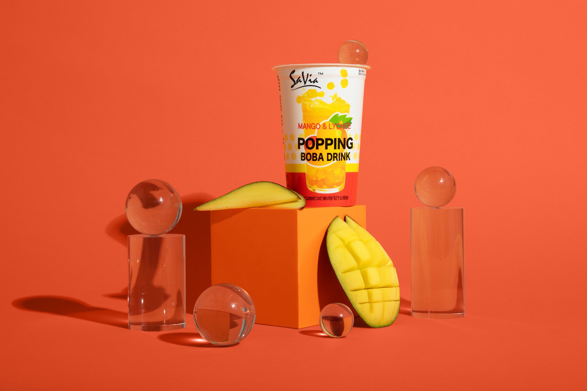 Savia Popping Boba – Trendy Bursting Fruit Pearls, 6 Pack (16.2 fl oz Each) – Perfect for Bubble Tea, Desserts & Drinks – Ready-to-Serve, Fun & Refreshing