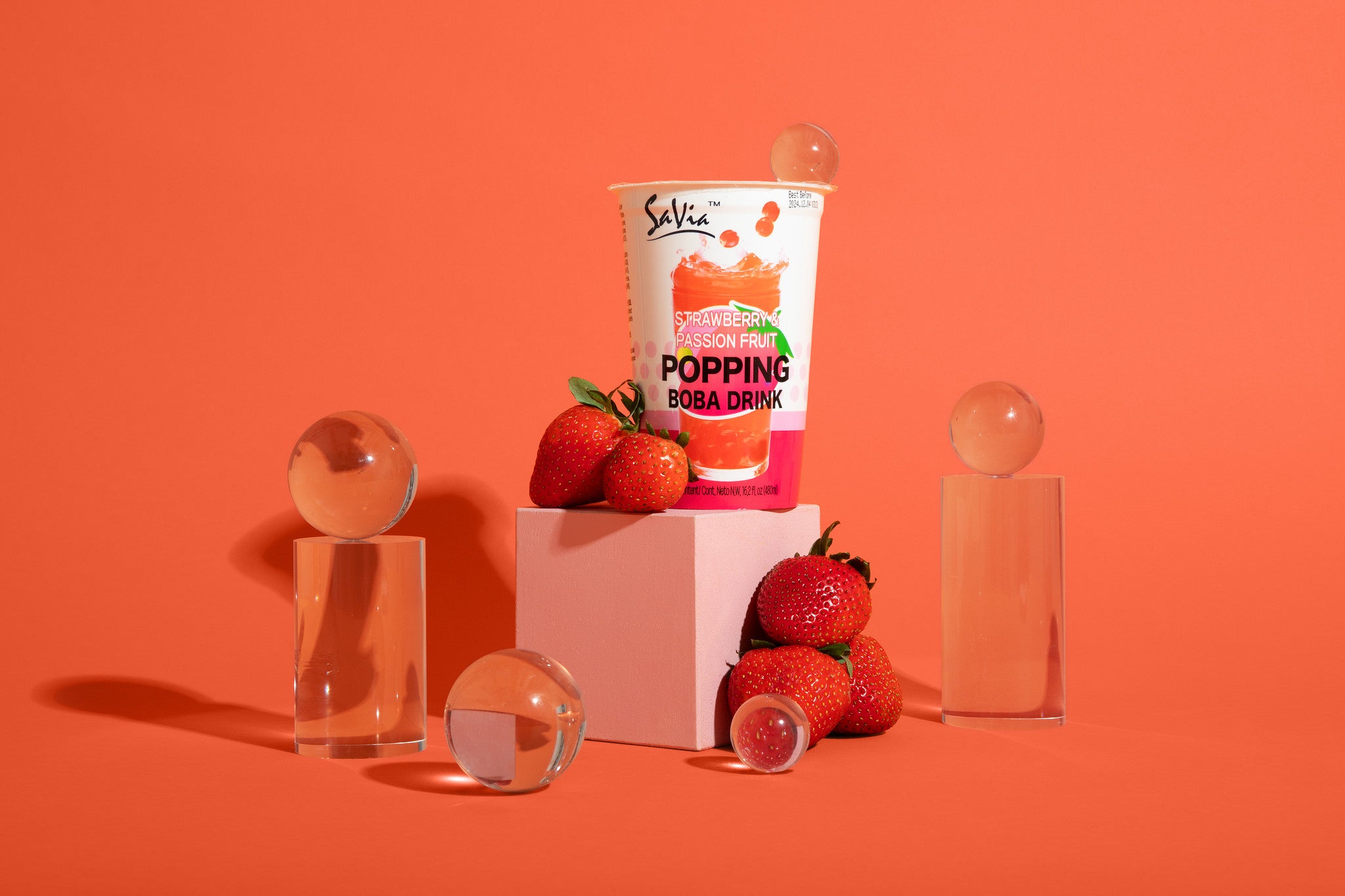 Savia Popping Boba – Trendy Bursting Fruit Pearls, 6 Pack (16.2 fl oz Each) – Perfect for Bubble Tea, Desserts & Drinks – Ready-to-Serve, Fun & Refreshing