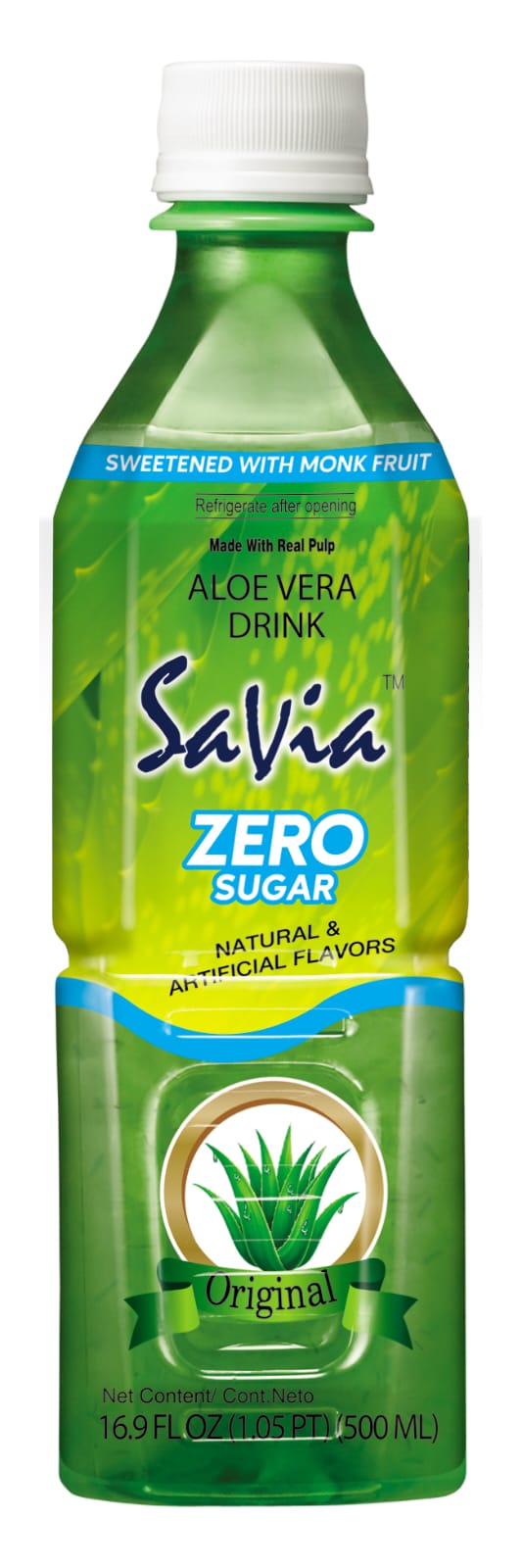 Savia - Aloe Vera Drink, Quality Aloe-Based Beverage, Made with Real Aloe Pulp & Natural, Delicious & Refreshing, Vegetarian, Gluten-Free, Fat- Free (16.9oz, 12-pack)