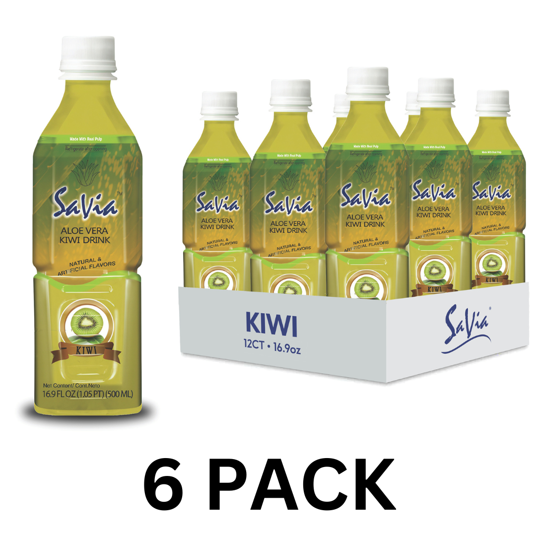 Savia - Aloe Vera Drink, Made with Real Aloe Pulp & Natural, Vegetarian, Gluten-Free, Fat- Free (6 Pack)