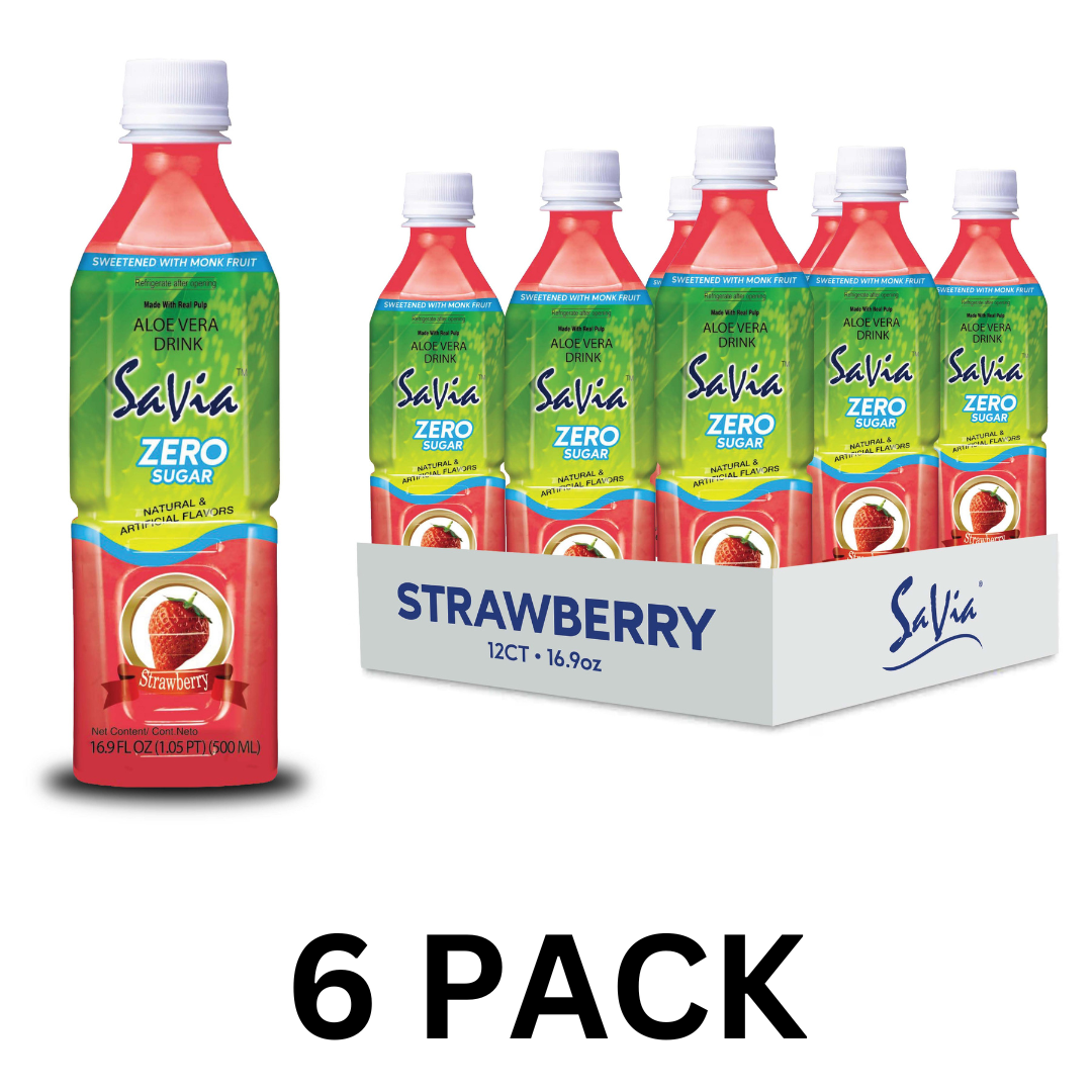 Savia - Aloe Vera Drink, Made with Real Aloe Pulp & Natural, Vegetarian, Gluten-Free, Fat- Free (6 Pack)