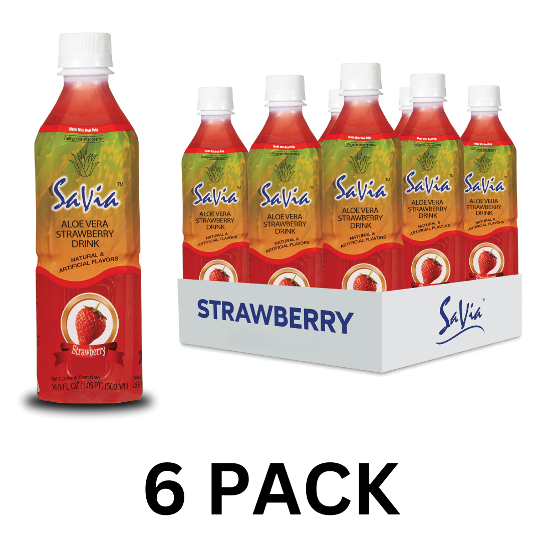 Savia - Aloe Vera Drink, Made with Real Aloe Pulp & Natural, Vegetarian, Gluten-Free, Fat- Free (6 Pack)