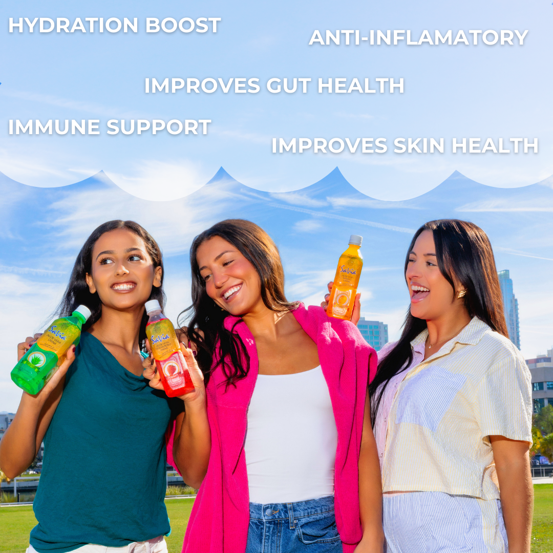 Savia - Aloe Vera Drink, Quality Aloe-Based Beverage, Made with Real Aloe Pulp & Natural, Delicious & Refreshing, Vegetarian, Gluten-Free, Fat- Free (SAMPLE PACK 16.9oz, 6 -pack)