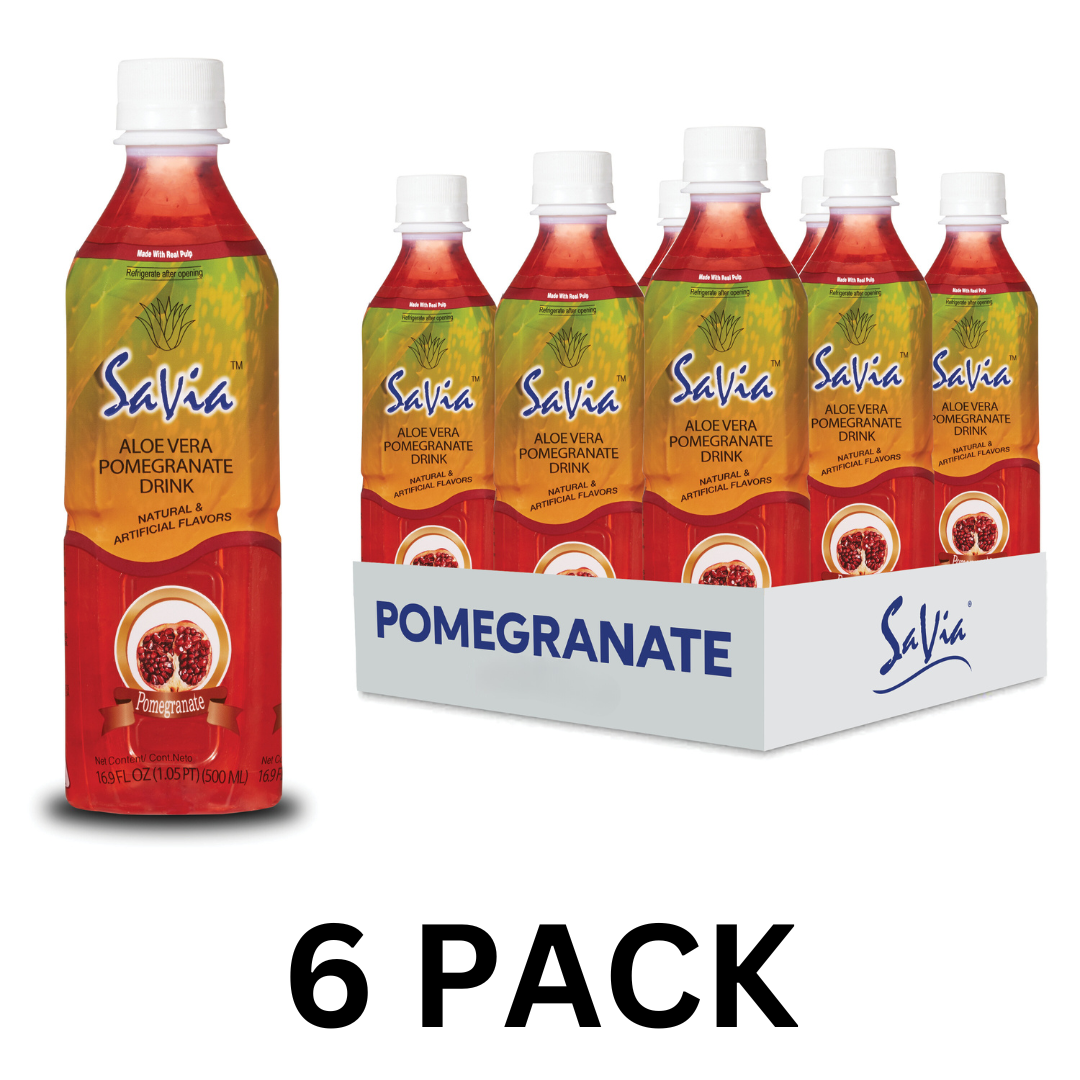Savia - Aloe Vera Drink, Made with Real Aloe Pulp & Natural, Vegetarian, Gluten-Free, Fat- Free (6 Pack)