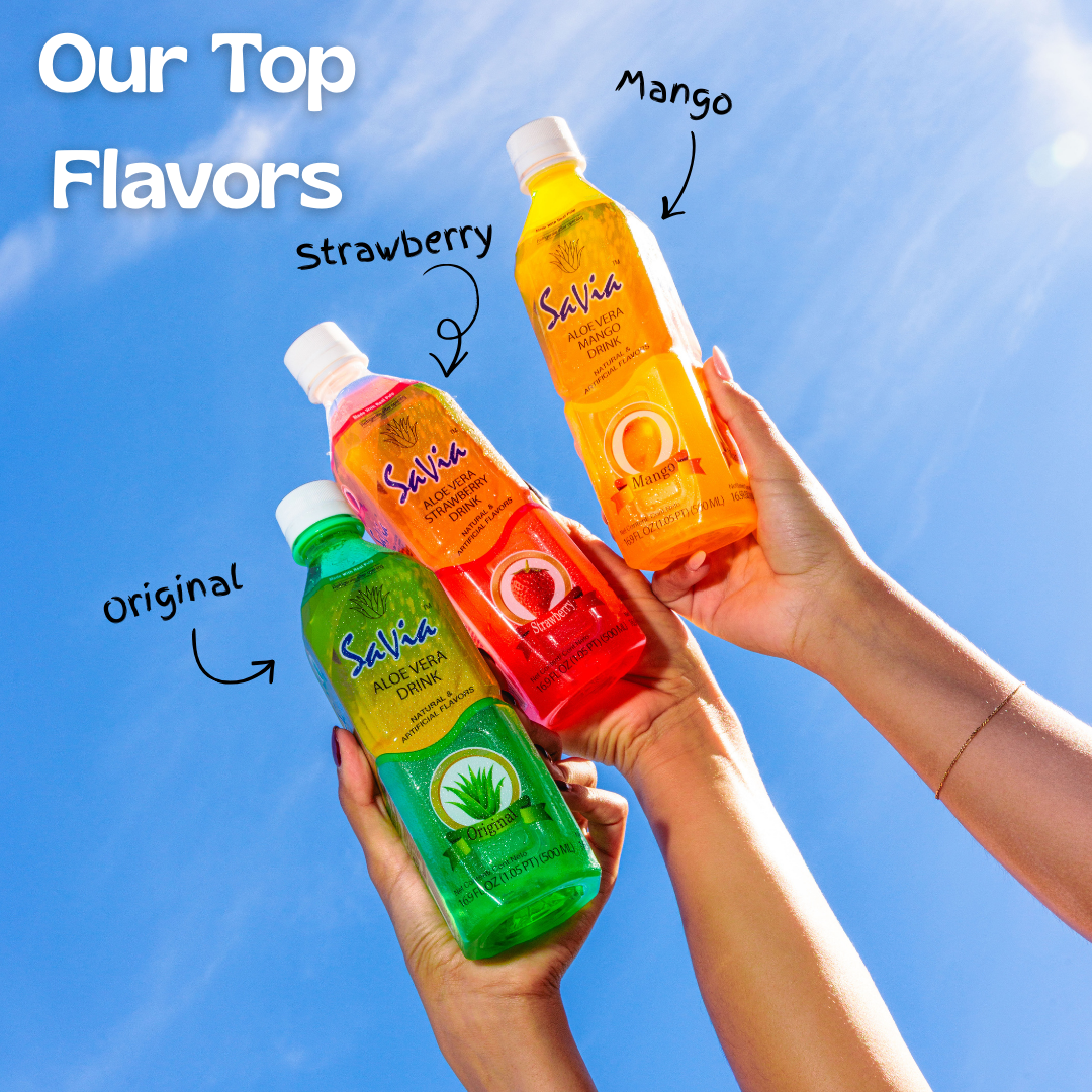 Savia - Aloe Vera Drink, Quality Aloe-Based Beverage, Made with Real Aloe Pulp & Natural, Delicious & Refreshing, Vegetarian, Gluten-Free, Fat- Free (16.9oz, 12-pack)