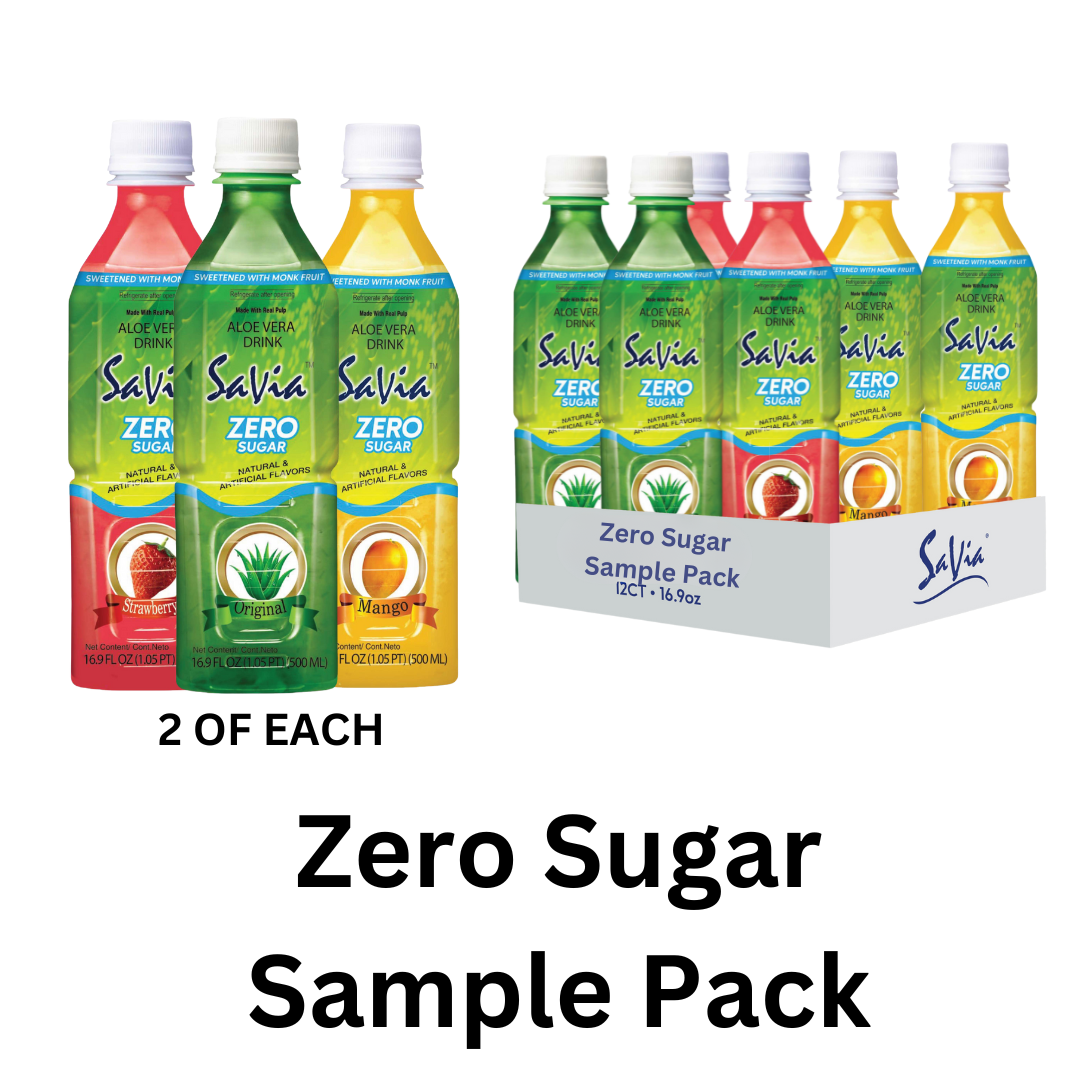 Savia - Aloe Vera Drink, Quality Aloe-Based Beverage, Made with Real Aloe Pulp & Natural, Delicious & Refreshing, Vegetarian, Gluten-Free, Fat- Free (SAMPLE PACK 16.9oz, 6 -pack)