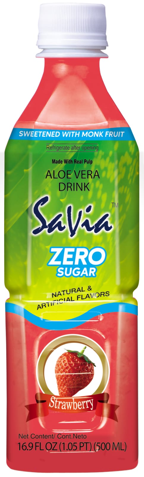 Savia - Aloe Vera Drink, Quality Aloe-Based Beverage, Made with Real Aloe Pulp & Natural, Delicious & Refreshing, Vegetarian, Gluten-Free, Fat- Free (16.9oz, 12-pack)